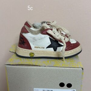 Golden Goose Kids Red and White Sneakers